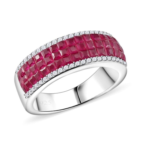 Rubin-Farbe und wei&szlig;er Zirkonia Ring image number 4