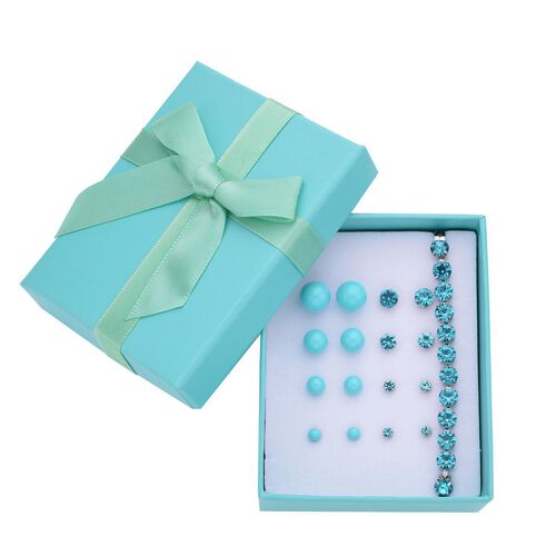 Blauer Muschelkernperle Schmuckset Messing, Reiner Edelstahl image number 0