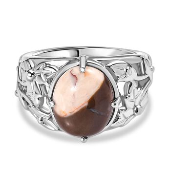 Der Schimmer der Natur - Erdnuss Holz Jaspis Ring 316L Edelstahl (Gr&ouml;&szlig;e 21.00) ca. 4.15 ct