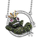 GP Trionfo Kollektion - Rhodolith Granat, nat&uuml;rliche Chromdiopsid und wei&szlig;e Zirkon Halskette, ca. 45 cm, 925 Silber, platiniert ca. 2.14 ct