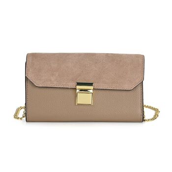 100% Echtleder Clutch mit RFID Schutz, Beige