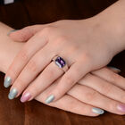 Uruguay Amethyst und Zirkon Solitär Ring 925 Silber Rhodium-Überzug image number 2