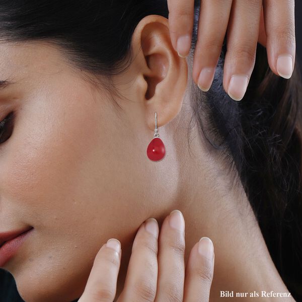 Rote Muschelkernperle Ohrringe 925 Silber rhodiniert image number 3