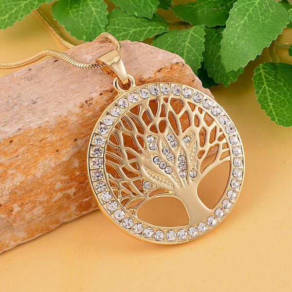 Kristall-Lebensbaum-Anhänger mit 73cm Kette, Goldton image number 2