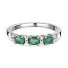 AAA Smaragd und weißer Zirkon-Ring, 925 Silber platiniert  ca. 0,52 ct image number 0