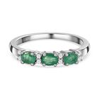 AAA Sambischer Smaragd und weißer Zirkon Ring, 925 Silber platiniert (Größe 20.00) ca. 0.52 ct