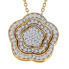 Weißer Diamant Auswechselbarer Anhänger mit Kette, 925 Silber Gelbgold Vermeil ca. 0.50 ct