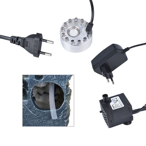 Zimmerbrunnen mit LED-Licht und Nebel, Gr&ouml;&szlig;e 20x15x28 cm, Natur image number 7