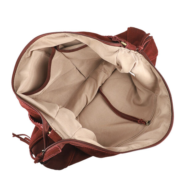 Hobo Tasche aus 100% echtem Leder, Größe 40,6x12,7x33 cm, Weinrot image number 7