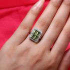 Peridot und Zirkon Ring 925 Silber Platin-Überzug image number 2