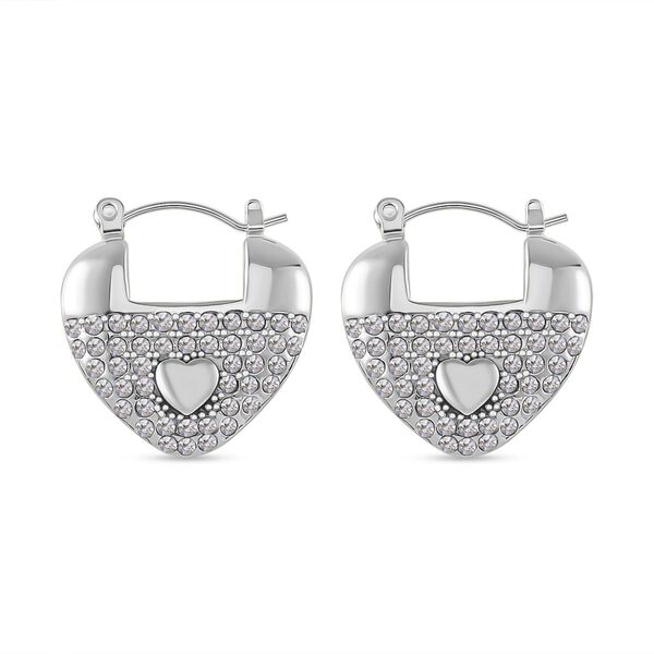 Weißer Kristall Herzförmige Ohrringe, Reiner Edelstahl image number 3
