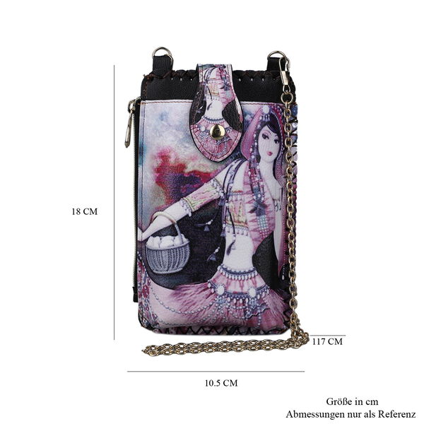 Boho Stil Crossbody Handytasche, Gr&ouml;&szlig;e 18x10,5 cm, Lila und Mehrfarbig image number 7