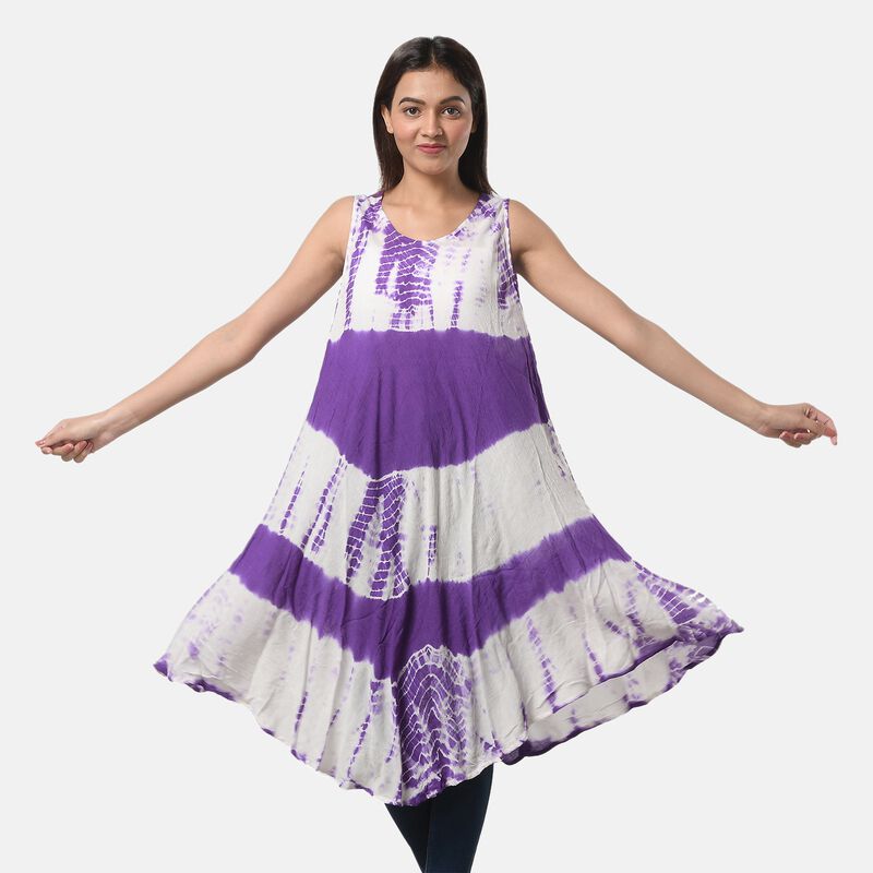 Tie Dye Kleid, Einheitsgröße, Weiß und Lila image number 0