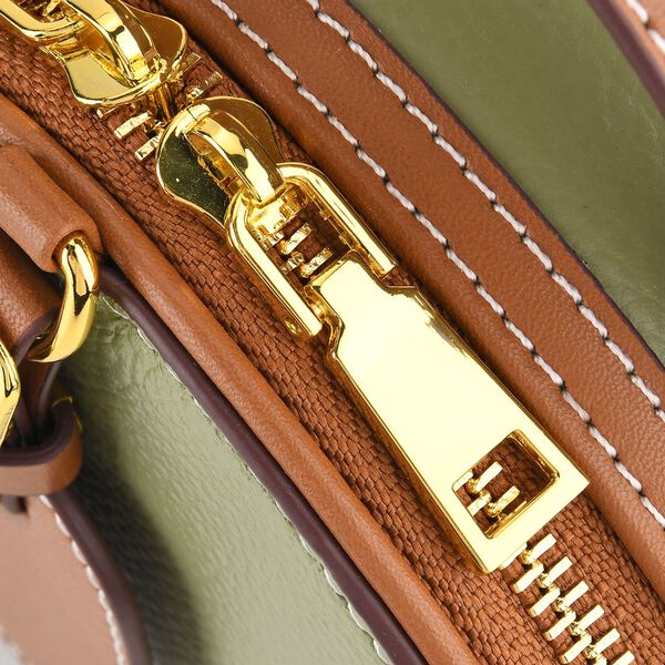 Echtleder Crossbody Tasche, 11x8x16cm, Oliv Braun image number 6