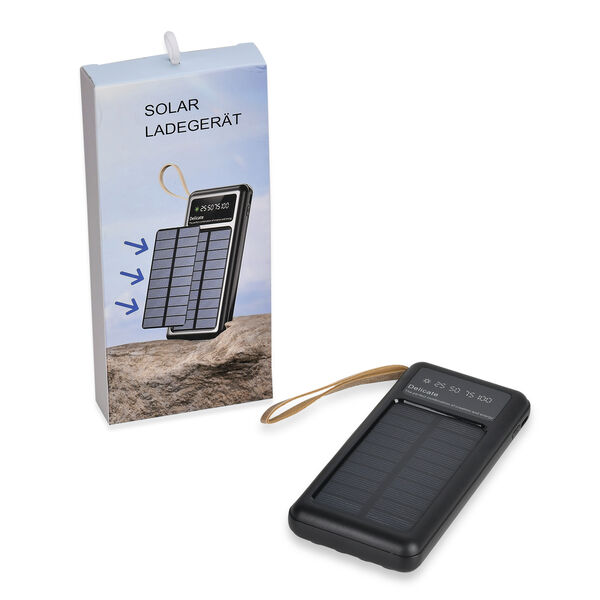 10.000mAh Solar Powerbank, multifunktional mit integrierten Kabeln und LED-Digitalanzeige, schwarz image number 8