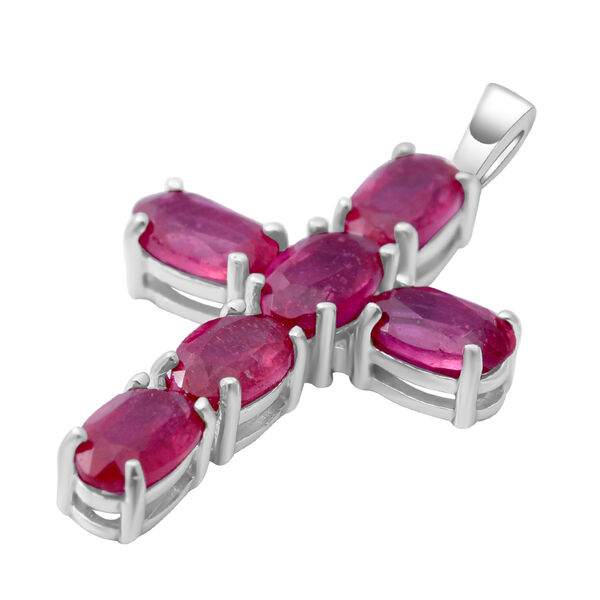 Afrikanischer Rubin Kreuz-Anhänger, 925 Silber platiniert ca. 2,04 ct image number 3