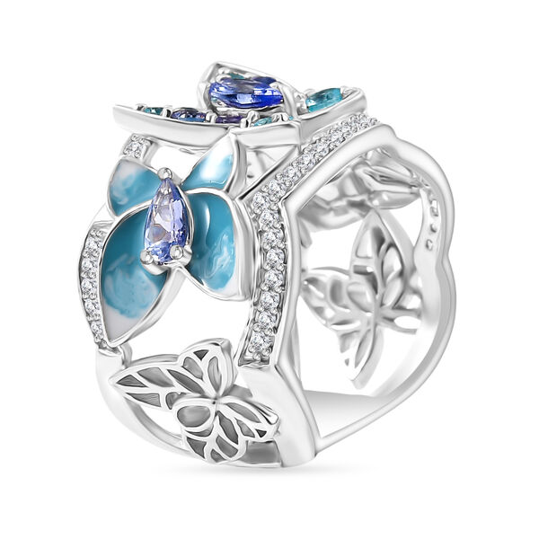 GP Trionfo Kollektion - Tansanit, Blauer Apatit Ring 925 Silber rhodiniert (Gr&ouml;&szlig;e 18.00) ca. 1.61 ct image number 6