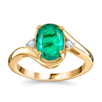 Smaragd Triplett Quarz und Zirkon Ring - 2,30 ct.