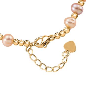 Wei&szlig;e Keshi Perle, Mehrfarbige S&uuml;&szlig;wasser Perle Armband, ca. 16.5 cm + 5 cm Extender, Nickelfreies Messing