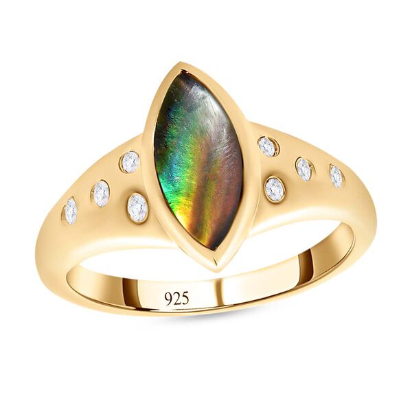 Ammolit und weißer Zirkon-Ring - 1,18 ct. image number 4