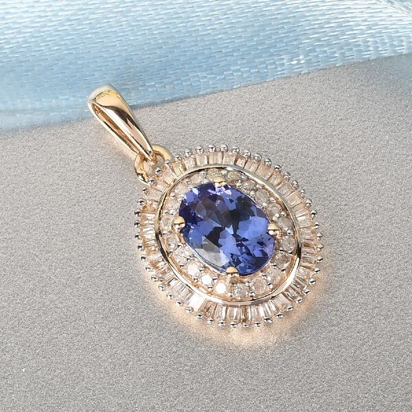 AA Tansanit und Diamant-Halo-Anhänger, 375 Gelbgold ca. 1,58 ct image number 3