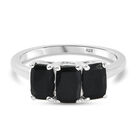 Schwarzer Turmalin 3 Stein Ring 925 Silber (Größe 21.00) ca. 1,61 ct