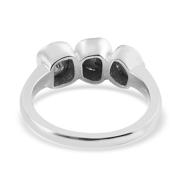 Handgearbeiteter Polki Diamant 3 Stein Ring 925 Silber Platin-&Uuml;berzug image number 4