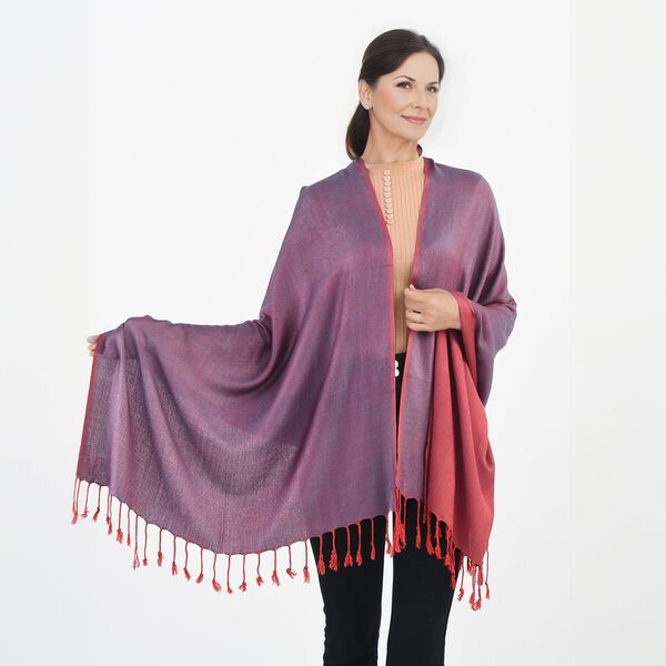 Superweicher doppelgewebter Schal, 70x170 cm, Dunkelrot image number 3