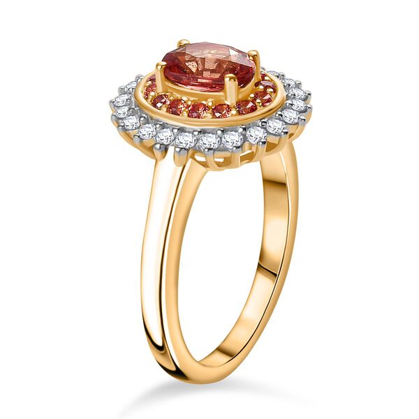AAA Padparadscha Saphir und Diamant Ring in 585 Gold - 1,60 ct. image number 5