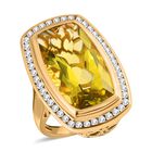 Ouro Verde-Quarz, weißer Zirkon Ring, 925 Silber Gelbgold Vermeil (Größe 16.00) ca. 16.90 ct image number 3