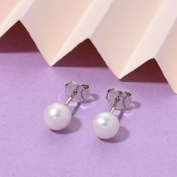 D'Joy AAA Chinesische Akoya-Perle (6-7 mm) Ohrringe 925 Silber rhodiniert