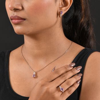 D'Joy AA Rose De France Amethyst Schmuckset 925 Silber 750 ros&eacute;vergoldet (Gr&ouml;&szlig;e 17) ca. 4,74 ct.