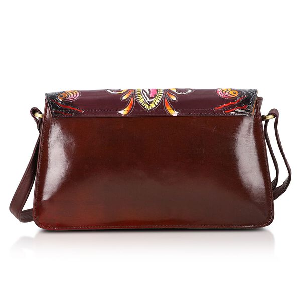 SUKRITI handbemalte Echtleder Tasche mit Pr&auml;gung 32 x 6 x 19 cm, Maroon image number 7