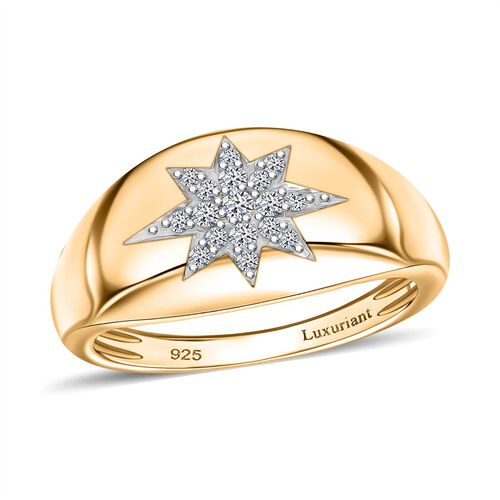 Lab Grown Diamant SI Ring 925 Silber 750 Gelbgold Vermeil (Größe 17.00) ca. 0,15 ct image number 2