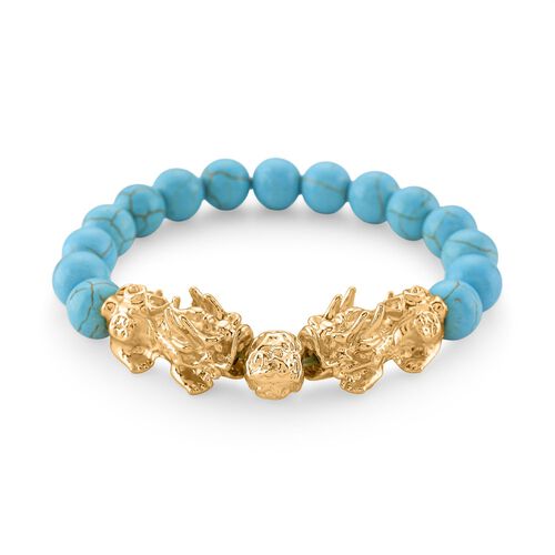 Blauer Howlit Flexibles Pixiu Armband, vergoldet ca. 150.00 ct image number 0