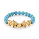 Blauer Howlit Flexibles Pixiu Armband, vergoldet ca. 150.00 ct