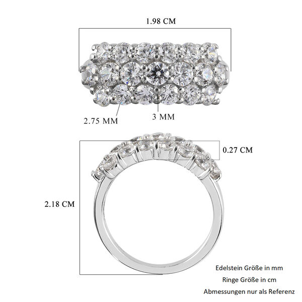 LUSTRO STELLA Hergestellt mit ZIRKONIA Cluster-Ring 925 Silber Platin-&Uuml;berzug image number 6