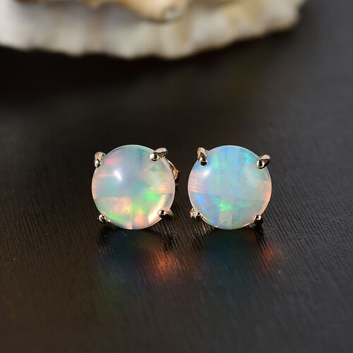 AAA Natürliche, äthiopische Welo Opal Ohrringe in 375 Gold - 2,53 ct. image number 1