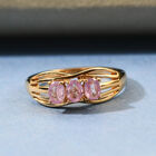 Fissure gefüllt rosa Saphir 3 Stein Ring 925 Silber vergoldet  ca. 0,76 ct image number 1