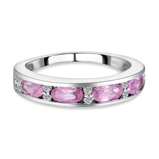 Ilakaka Rosa Saphir (Fissure gefüllt) und weißer Zirkon-Ring, 925 Silber platiniert (Größe 18.00) ca. 1,54 ct Ilakaka Rosa Saphir (Fissure gefüllt) und weißer Zirkon-Ring, 925 Silber platiniert (Größe 18.00) ca. 1,54 ct