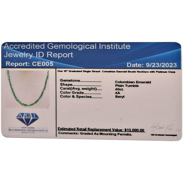 RHAPSODY AAAA Kolumbianische Smaragd-Halskette in 950 Platin, 45 cm - 40 ct. image number 5