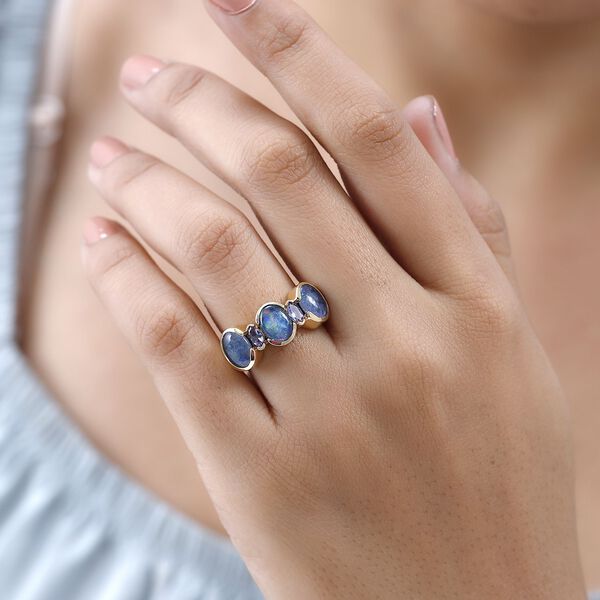 Boulder Opal Triplett und Tansanit Ring - 3,32 ct. image number 9