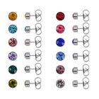 12er Set - Mehrfarbige Kristall-facetten-Ohrstecker Schmuckset, Reiner Edelstahl
