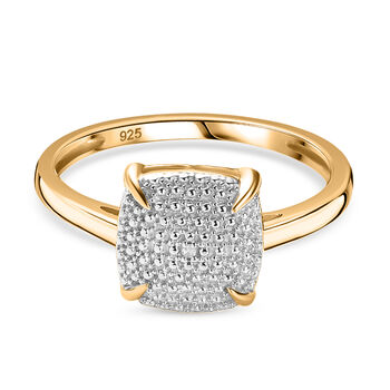 Wei&szlig;er Diamant P3 Ring 925 Silber Gelbgold Vermeil, ca. 0,01 ct.