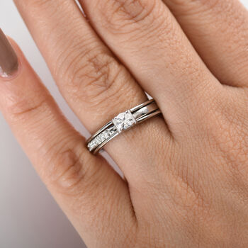 2er-Set Moissanit Ringe, 925 Silber rhodiniert - 0,48 ct.