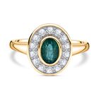 AAA Kagem Sambischer Smaragd, Weißer Zirkon Ringe 925 Silber Gelbgold Vermeil (Größe 19.00) ca. 1.37 ct