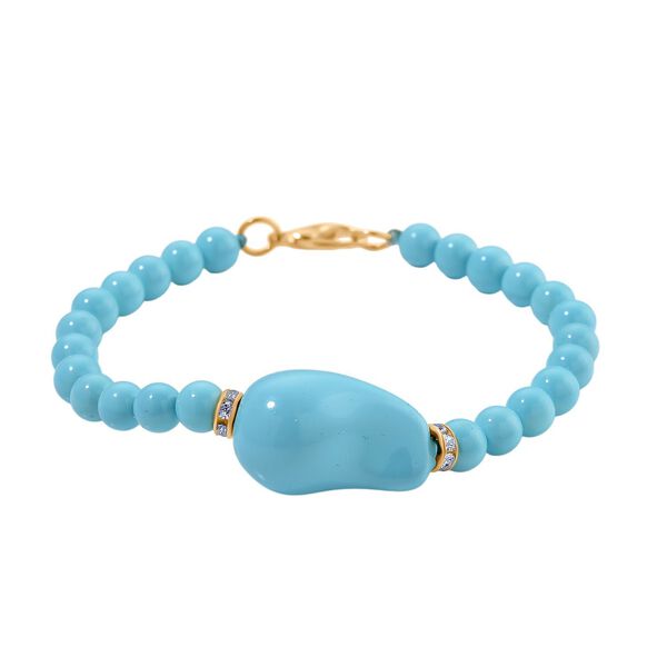 3er Set Muschelkernperlen-Schmuckstücke in Sleeping Beauty-Farbe, bestehend aus Armband (ca. 19 cm) und zwei Halsketten (ca. 40 cm und 50 cm), gelb vergoldet image number 6