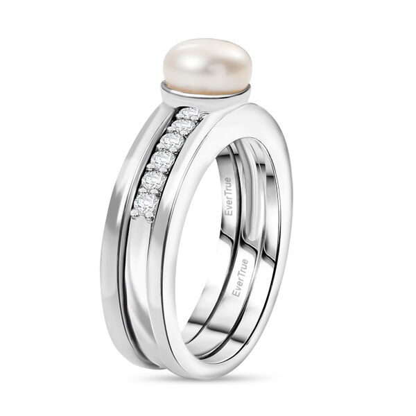 EVER TRUE S&uuml;&szlig;wasser Perle (8-8.5 mm), Wei&szlig;er Zirkon Ring Nickelfreies Messing (Gr&ouml;&szlig;e 21.00) image number 5