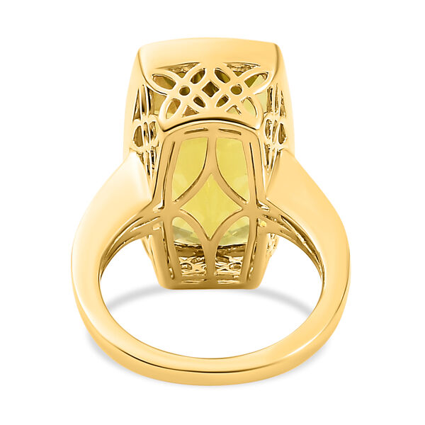 Ouro Verde-Quarz und weißer Zirkon-Ring, 925 Silber vergoldet  ca. 16,38 ct image number 6