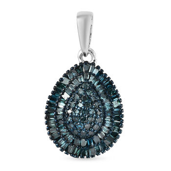 Blauer Diamant Anh&auml;nger 925 Silber platiniert ca. 0,50 ct